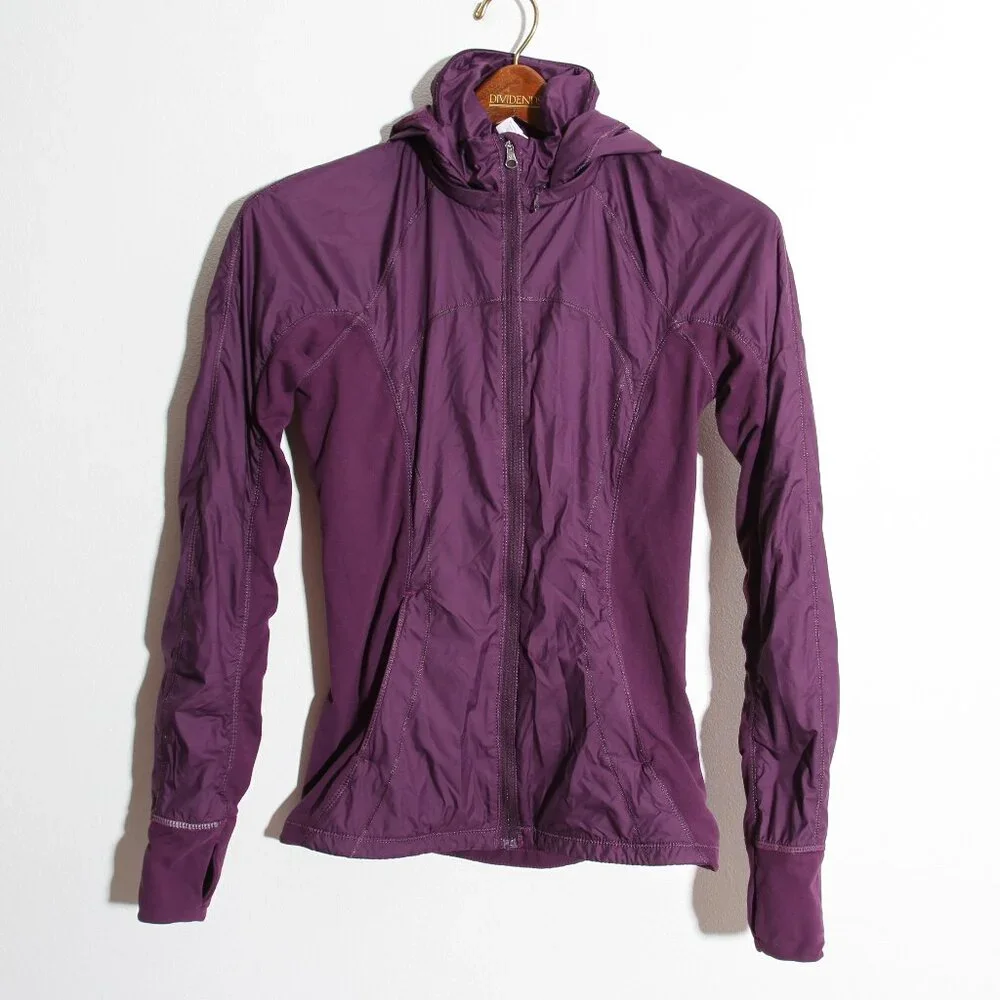 Lululemon Rush Hour Jacket Darkest Magenta Purple Full Zip Glyde Rulu Size 2
